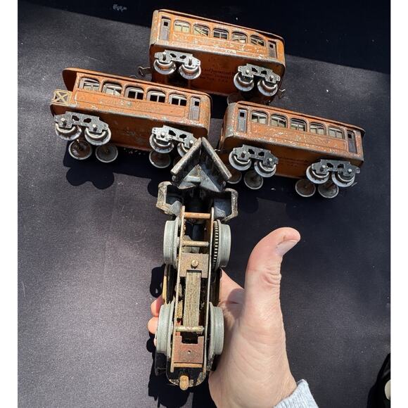 Rare 1920’s Lionel Prewar O Gauge Train Cars & American Flyer Engine Set - Picture 5 of 12